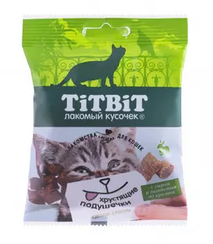 Лакомство для кошек Titbit Хрустящие подушечки с паштетом из кролика и сыром 0,03 кг