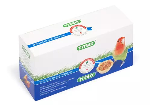 Лакомство для птиц Titbit Тарталетки с манго и злаками для попугаев8шт 0,064 кг