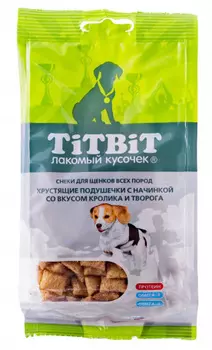 Лакомство для щенков Titbit Хрустящие подушечки с начинкой со вкусом кролика и творога 0,095 кг