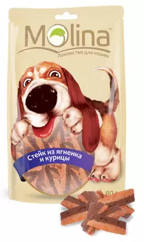 Лакомство для собак Molina Стейк Из Ягненка и Курицы 0,08 кг