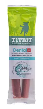 Лакомство для собак Titbit ДЕНТАЛ+ Снек с говядиной для средних пород 0,085 кг