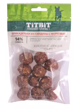 Лакомство для собак Titbit Фрикадельки из говядины с морковью 0,07 кг