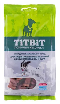 Лакомство для собак Titbit Хрустящие подушечки с начинкой со вкусом говядины и сыра для маленьких пород 0,095 кг