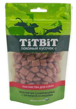Лакомство для собак Titbit Подушечки глазированные с начинкой из индейки 0,1 кг