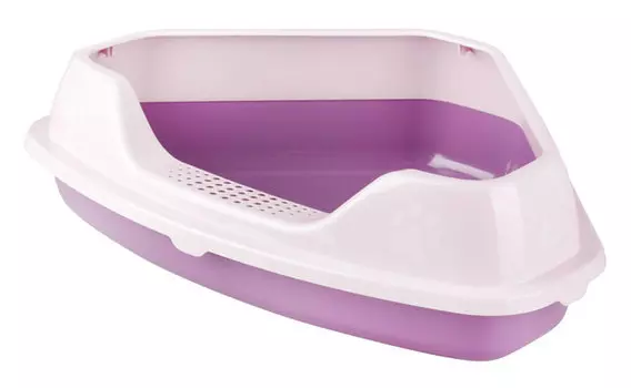 Лоток Zoo Plast угловой с рамкой "Феликс" для кошек фиолетовый 55,5x41,5x15 см