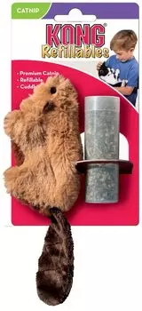 Мягкая игрушка для кошек Kong Бобер 15 см плюш с тубом кошачьей мяты 15 см