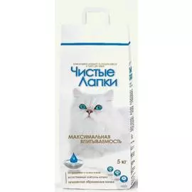 Наполнитель Чистые Лапки минеральный комкующийся бентонит без запаха 5кг