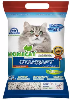 Наполнитель Homecat Стандарт комкующийся биоразлагаемый без запаха 2,7кг 6 л