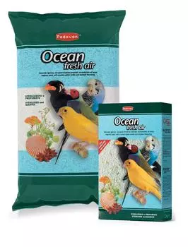 Наполнитель Padovan Ocean Fresh Air гигиенический для клеток декоративных птиц минеральная добавка впитывающий песок без запаха 5кг