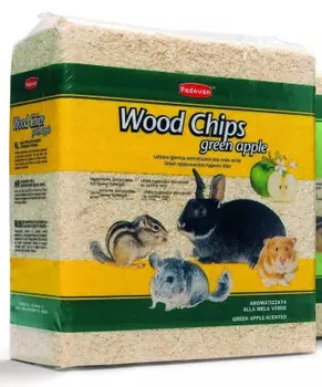 Наполнитель Padovan Wood Chips green apple впитывающий древесный яблоко 1кг