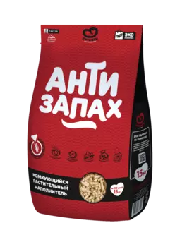 Наполнитель Питомец Антизапах растительный комкующийся 15кг 36 л