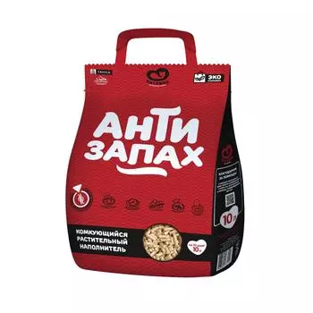 Наполнитель Питомец Антизапах растительный комкующийся 4,3кг 10 л