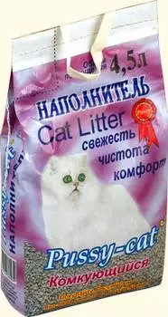 Наполнитель Pussy Cat Минеральный комкующийся комкующийся минеральный без запаха 4кг 4,5 л