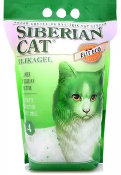 Наполнитель Сибирская Кошка Элитный ЭКО зеленый впитывающий силикагель без запаха 1,8кг 4 л