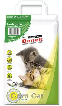 Наполнитель Super Benek Корн Кэт СвежаяТрава комкующийся кукурузный 15,7кг 15 л