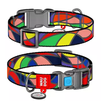 Ошейник Waudog нейлоновый Nylon c QR паспортом рисунок "Витраж" пластиковый фастекс размер S нейлон 23-35x1,5 см