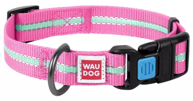Ошейник Waudog Nylon светонакопительный 25мм x 35-58см розовый