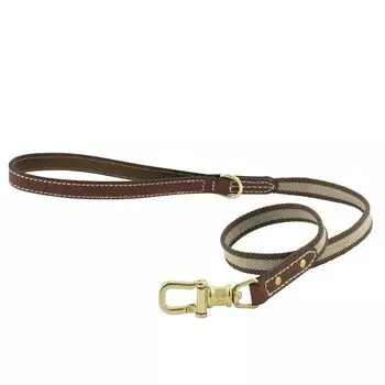 Поводок Waifs&Strays Classic из бежевой тесьмы с коричневой кожаной ручкой кожа s