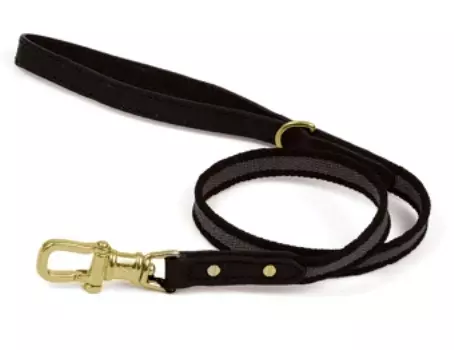 Поводок Waifs&Strays Classic из черной тесьмы с черной кожаной ручкой кожа s