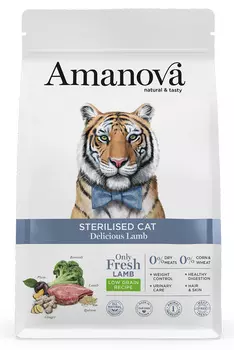 Сухой корм для кошек Amanova Sterilized с аппетитным ягнёнком 1,5 кг