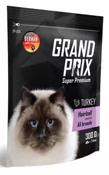 Сухой корм для кошек Grand Prix Hairball Control с индейкой для выведения шерсти 0,3 кг