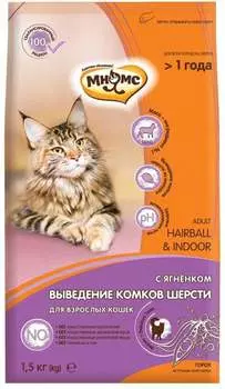 Сухой корм для кошек Мнямс Hairball&amp;Indoor 1,5 кг