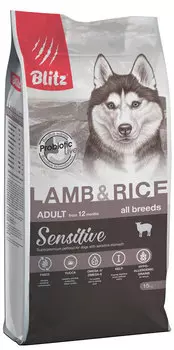 Сухой корм для собак Blitz Adult Lamb &amp; Rice 15 кг