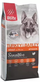 Сухой корм для собак Blitz Adult Turkey &amp; Barley 15 кг