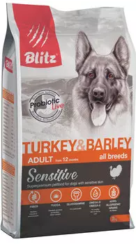 Сухой корм для собак Blitz Adult Turkey &amp; Barley 2 кг