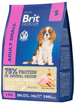 Сухой корм для собак Brit Premium Dog Adult Small для взрослых мелких пород 1–10 кг с курицей 3 кг