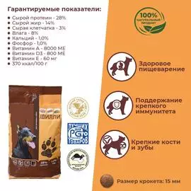 Сухой корм для собак Дилли для активных полнорационный 16 кг