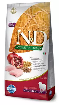 Сухой корм для собак Farmina N&amp;D Ancestral Grain Adult Maxi &amp; Giant низкозерновой с курицей и гранатом 12 кг