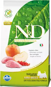 Сухой корм для собак Farmina N&amp;D Prime Adult Mini беззерновой с кабаном и яблоком 0,8 кг