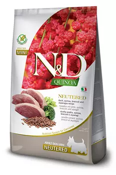 Сухой корм для собак Farmina N&amp;D Quinoa Neuteredt Mini беззерновой с уткой, брокколи и спаржей 7 кг