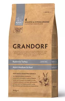 Сухой корм для собак Grandorf Rabbit&Turkey для средних и крупных пород 10 кг