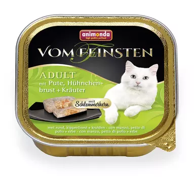 Влажный корм для кошек Animonda Vom Feinsten Adult с индейкой, куриной грудкой и травами 0,1 кг