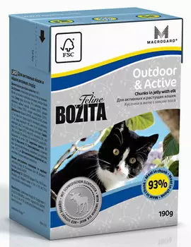 Влажный корм для кошек Bozita Feline Funktion Outdoor &amp; Active кусочки в желе лось 0,19 кг