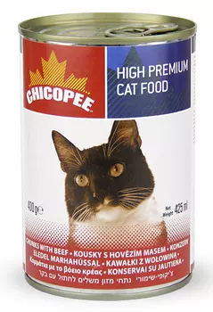 Влажный корм для кошек Chicopee Chunks с кусочками говядины в соусе 0,4 кг