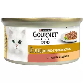 Влажный корм для кошек Gourmet Gold Duo кусочки в подливе с уткой и индейкой 0,085 кг