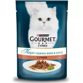 Влажный корм для кошек Gourmet Perle пауч кусочки в подливе с уткой 0,085 кг