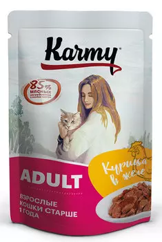 Влажный корм для кошек Karmy Adult Курица в желе 0,08 кг