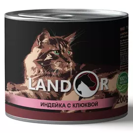 Влажный корм для кошек Landor Turkey With Cranberries для стерилизованных индейка с клюквой 0,2 кг