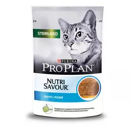 Влажный корм для кошек Purina Pro Plan Nutrisavour Sterilised паштет с треской 0,085 кг