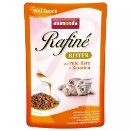 Влажный корм для котят Animonda Rafine Soupe Kitten пауч коктейль из индейки сердца и моркови для котят 0,1 кг