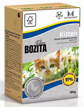 Влажный корм для котят Bozita Feline Funktion Kitten кусочки в желе курица 0,19 кг