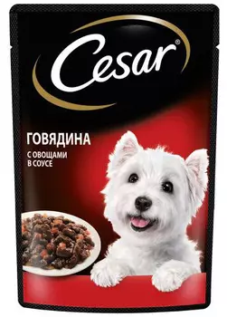 Влажный корм для собак Cesar говядина с овощами пауч 0,085 кг