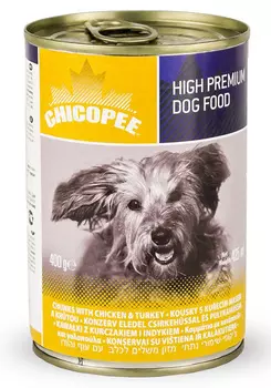 Влажный корм для собак Chicopee Chunks с кусочками курицы и индейки в соусе 0,4 кг