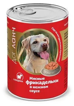 Влажный корм для собак Dog Lunch Фрикадельки в нежном соусе Говядина 0,85 кг