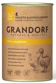Влажный корм для собак Grandorf Утка с Индейкой 0,4 кг