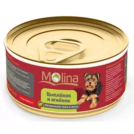 Влажный корм для собак Molina Цыпленок с Ягненком в Желе 0,085 кг